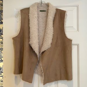 Velvet faux fur vest